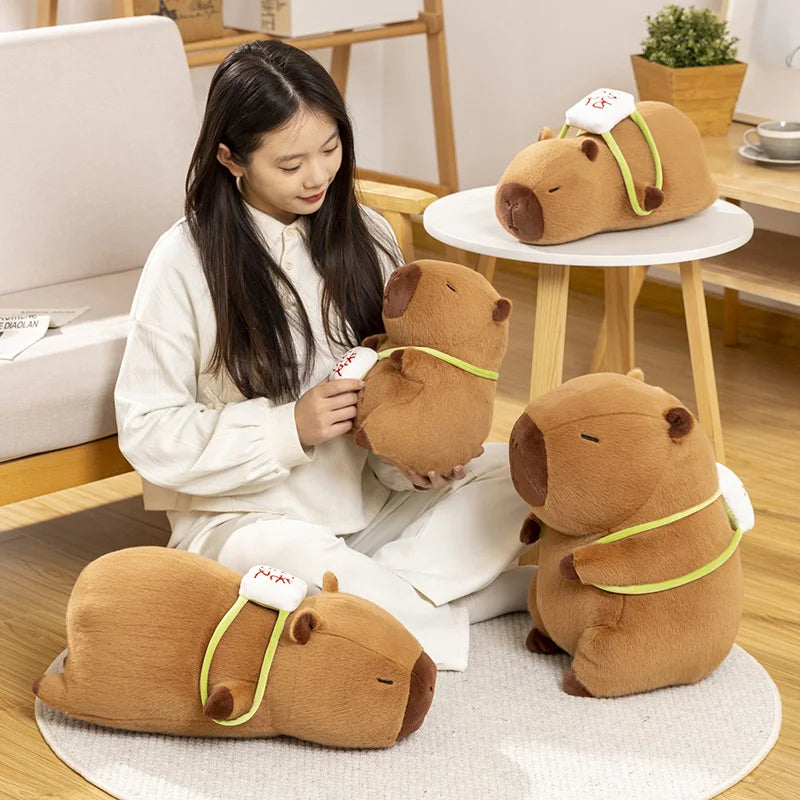 kawaiies-softtoys-plushies-kawaii-plush-Sleepy Capybara with Mahjong Backpack Plushie Soft toy 