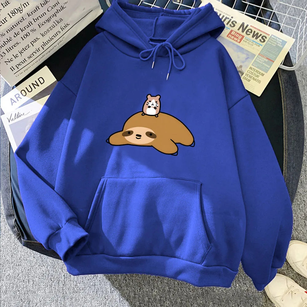 kawaiies-softtoys-plushies-kawaii-plush-Sloth & Hamster Besties Unisex Hoodie Apparel Blue XXXL 