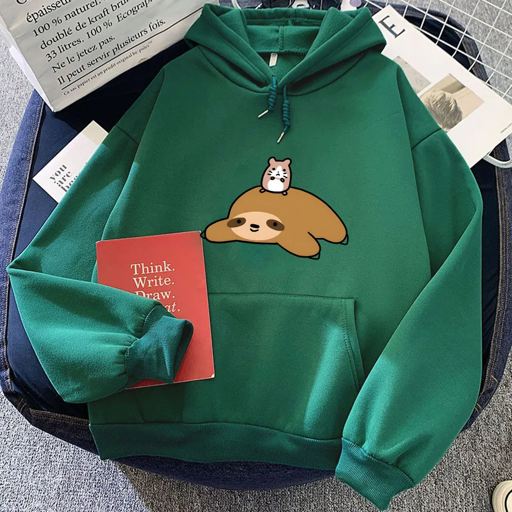 kawaiies-softtoys-plushies-kawaii-plush-Sloth & Hamster Besties Unisex Hoodie Apparel Green XXL 