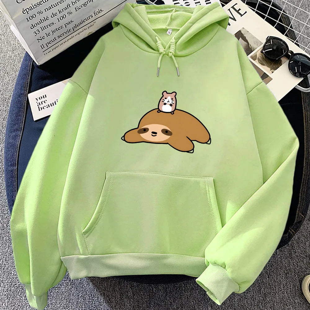 kawaiies-softtoys-plushies-kawaii-plush-Sloth & Hamster Besties Unisex Hoodie Apparel Lime XXL 