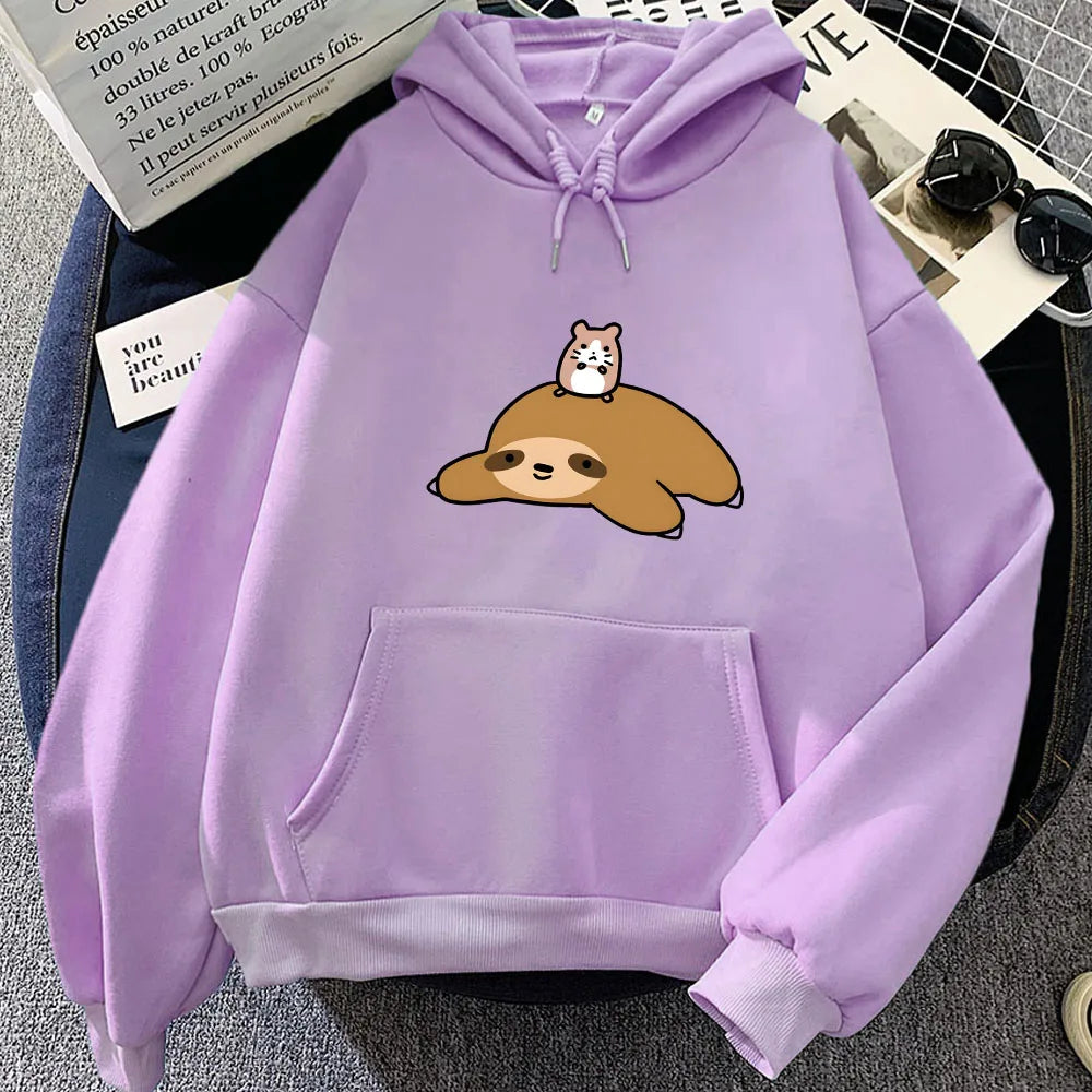 kawaiies-softtoys-plushies-kawaii-plush-Sloth & Hamster Besties Unisex Hoodie Apparel Purple XXXL 