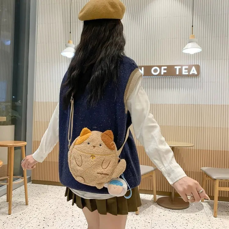 kawaiies-softtoys-plushies-kawaii-plush-Small Kawaii Cat Shoulder Bag Collection Bags Brown No Pendant 