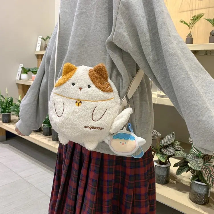 kawaiies-softtoys-plushies-kawaii-plush-Small Kawaii Cat Shoulder Bag Collection Bags White No Pendant 