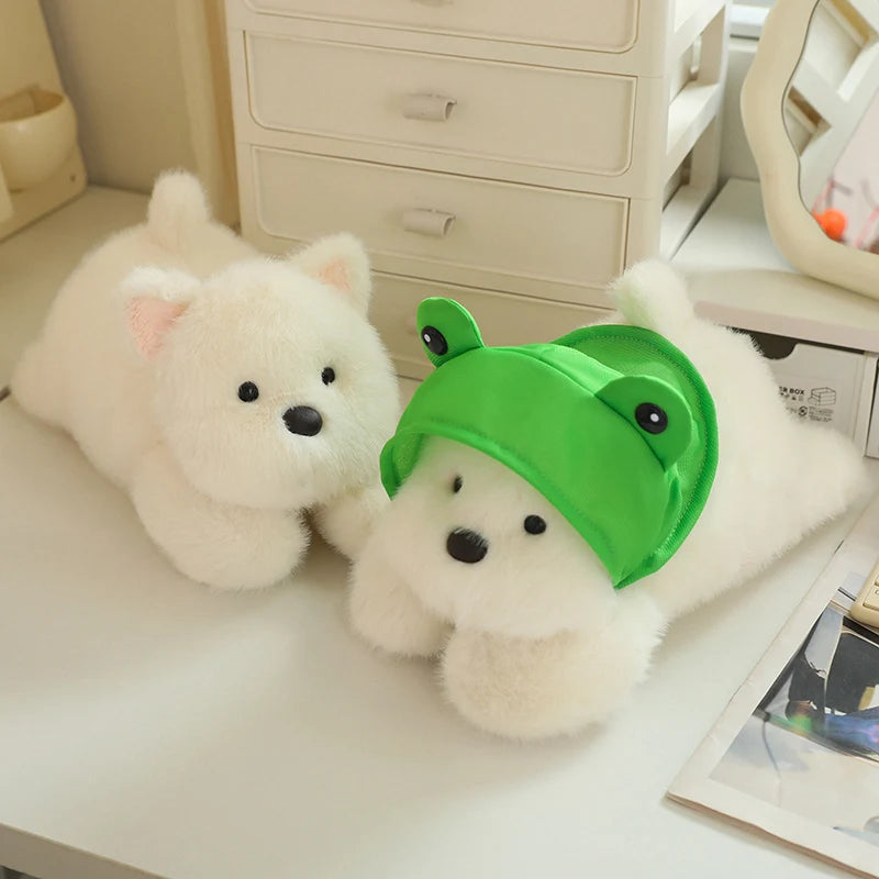 kawaiies-softtoys-plushies-kawaii-plush-Snowy the White Maltese Plushie with Frog Hat Soft toy 