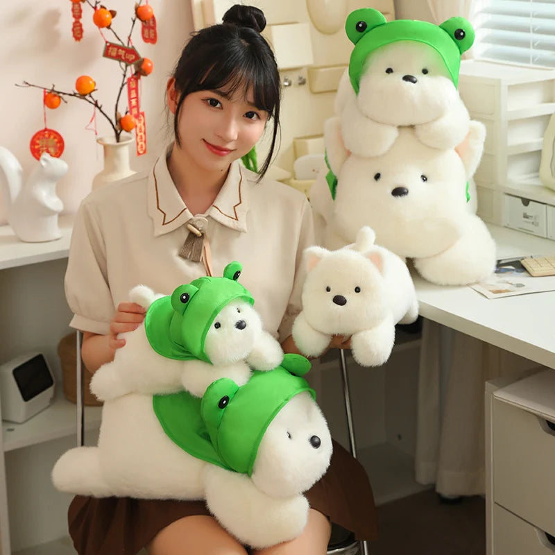 kawaiies-softtoys-plushies-kawaii-plush-Snowy the White Maltese Plushie with Frog Hat Soft toy 