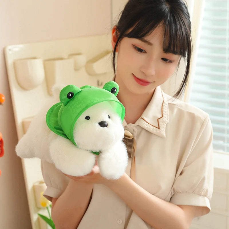 kawaiies-softtoys-plushies-kawaii-plush-Snowy the White Maltese Plushie with Frog Hat Soft toy 