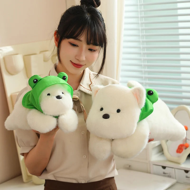 kawaiies-softtoys-plushies-kawaii-plush-Snowy the White Maltese Plushie with Frog Hat Soft toy 