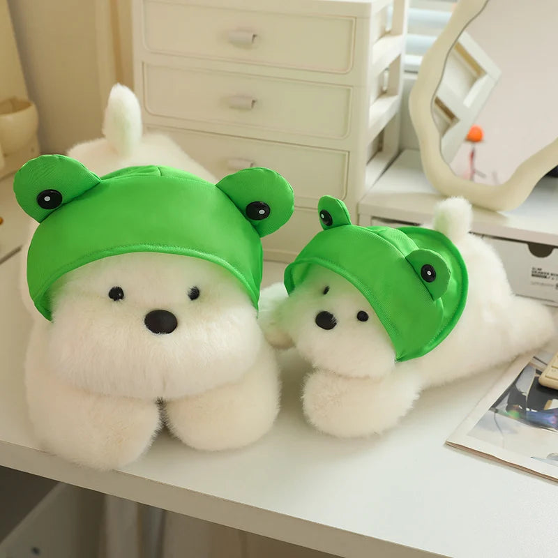 kawaiies-softtoys-plushies-kawaii-plush-Snowy the White Maltese Plushie with Frog Hat Soft toy 