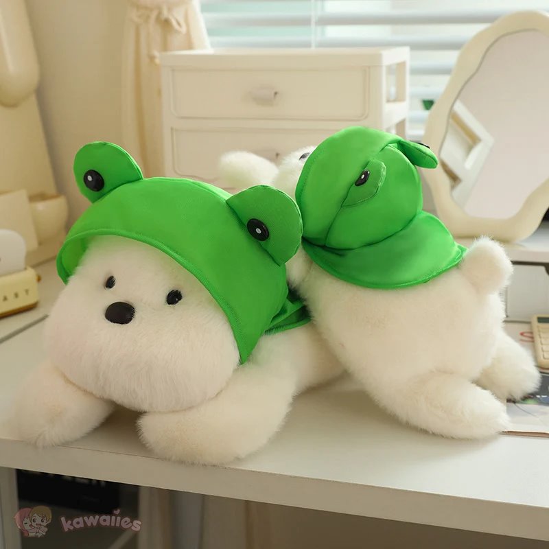 kawaiies-softtoys-plushies-kawaii-plush-Snowy the White Maltese Plushie with Frog Hat Soft toy 