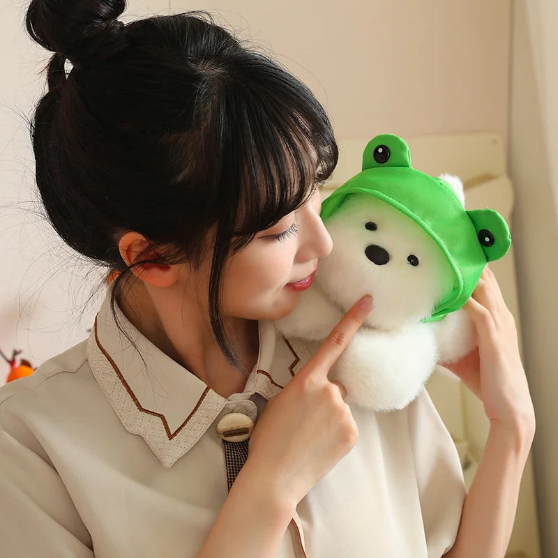 kawaiies-softtoys-plushies-kawaii-plush-Snowy the White Maltese Plushie with Frog Hat Soft toy 