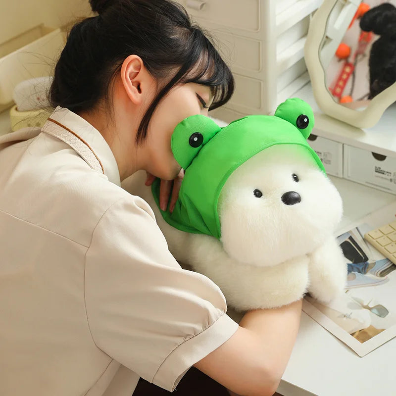 kawaiies-softtoys-plushies-kawaii-plush-Snowy the White Maltese Plushie with Frog Hat Soft toy 