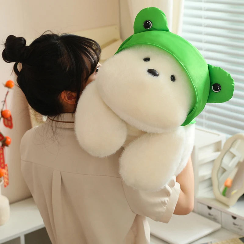 kawaiies-softtoys-plushies-kawaii-plush-Snowy the White Maltese Plushie with Frog Hat Soft toy 