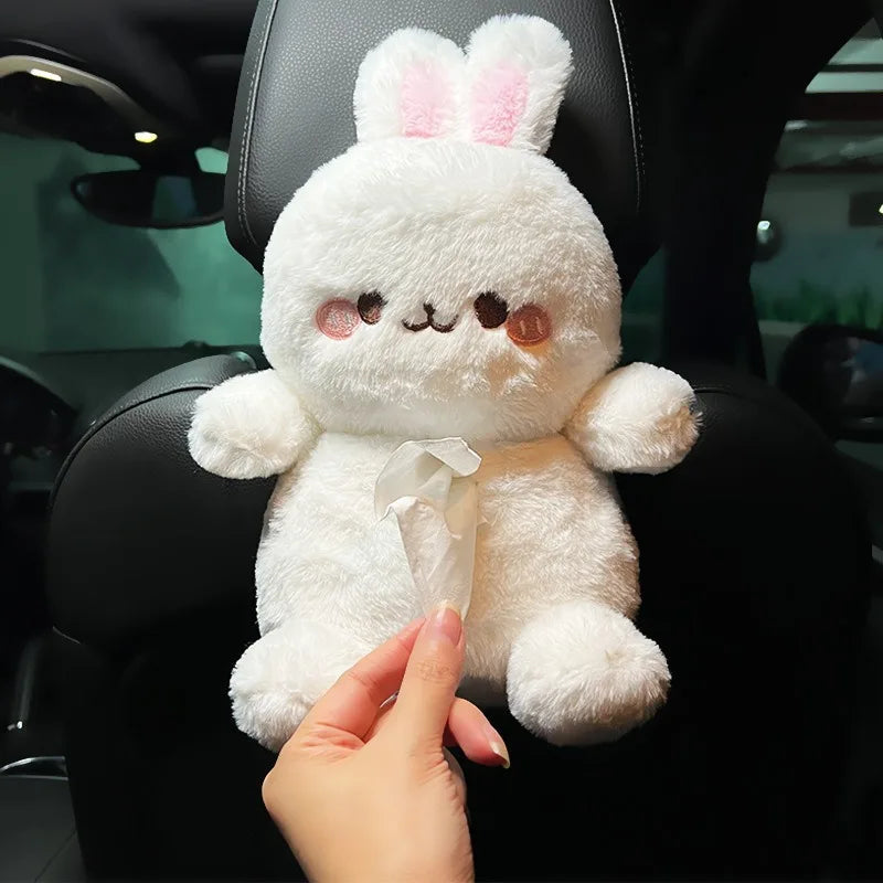 kawaiies-softtoys-plushies-kawaii-plush-Soft Bear and Bunny Car Plush Tissue Box Cover Car 