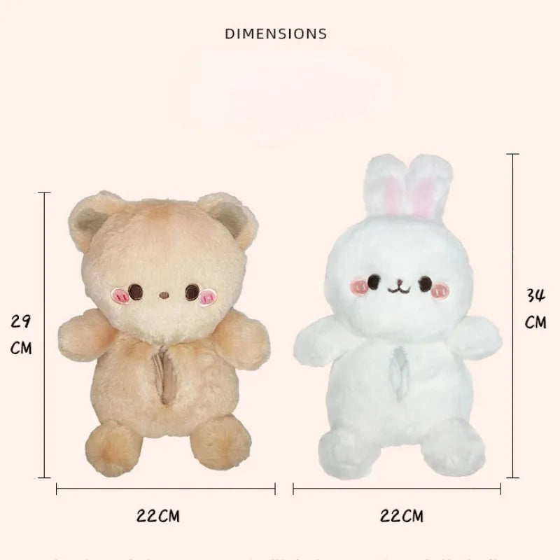 kawaiies-softtoys-plushies-kawaii-plush-Soft Bear and Bunny Car Plush Tissue Box Cover Car 