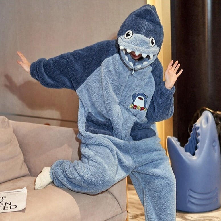 kawaiies-softtoys-plushies-kawaii-plush-Soft Blue Shark Fluffy Pyjama 1-Piece Set | NEW Apparel 