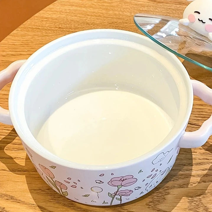 kawaiies-softtoys-plushies-kawaii-plush-Spring Bunny Jumbo Ceramic Ramen Bowl With Lid Home Decor 