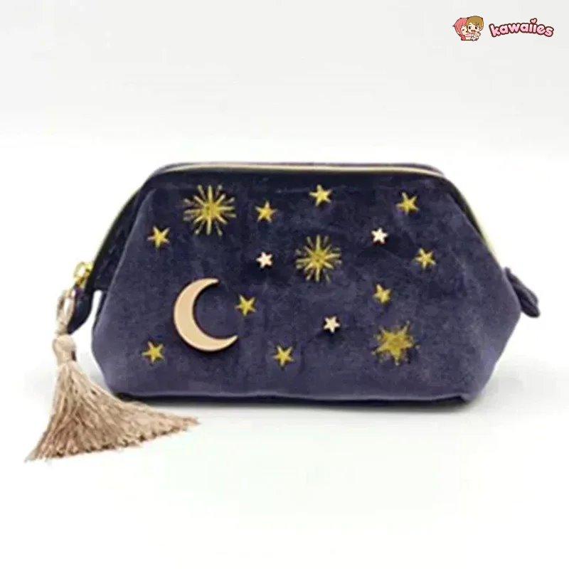 kawaiies-softtoys-plushies-kawaii-plush-Starry Night Velvet Embroidery Cosmetic Travel Makeup Bag Apparel 