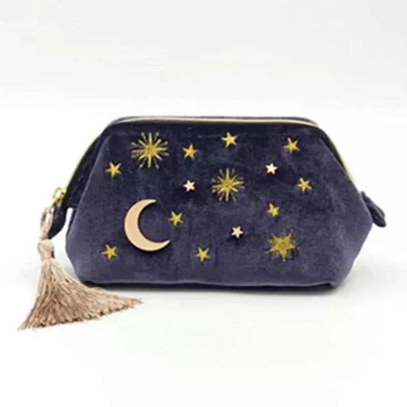 kawaiies-softtoys-plushies-kawaii-plush-Starry Night Velvet Embroidery Cosmetic Travel Makeup Bag Apparel 