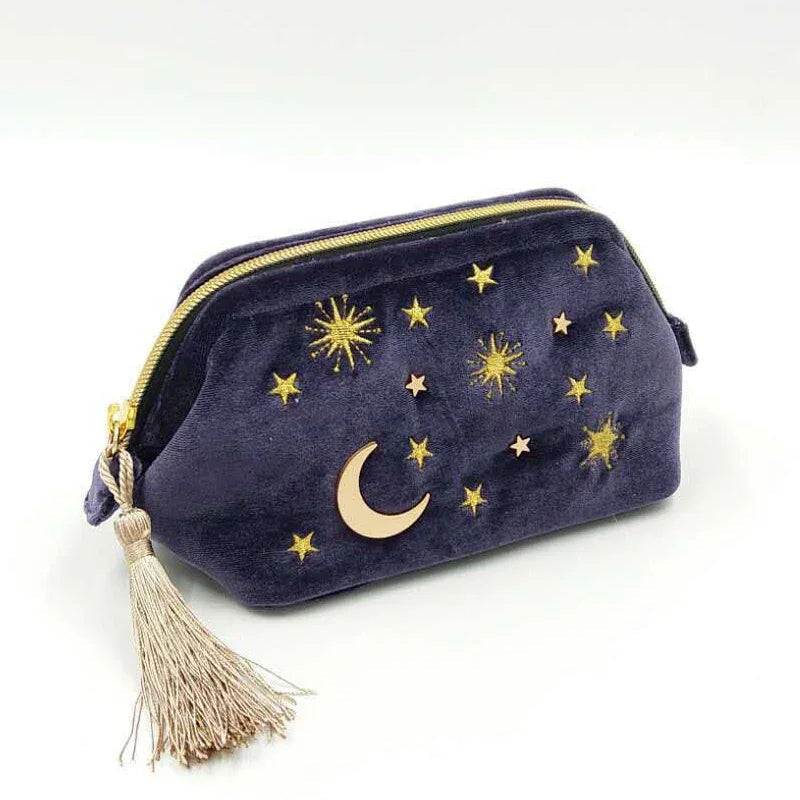 kawaiies-softtoys-plushies-kawaii-plush-Starry Night Velvet Embroidery Cosmetic Travel Makeup Bag Apparel 