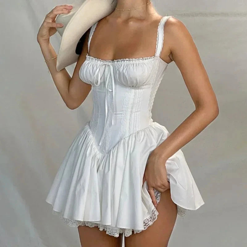 kawaiies-softtoys-plushies-kawaii-plush-Strappy Mini Corset Coquette Party Dress Apparel White S 