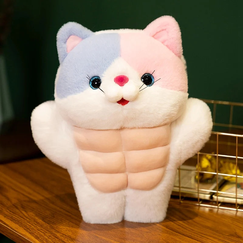 kawaiies-softtoys-plushies-kawaii-plush-Strong Muscle Cat Plushie Soft toy Blue and Pink 