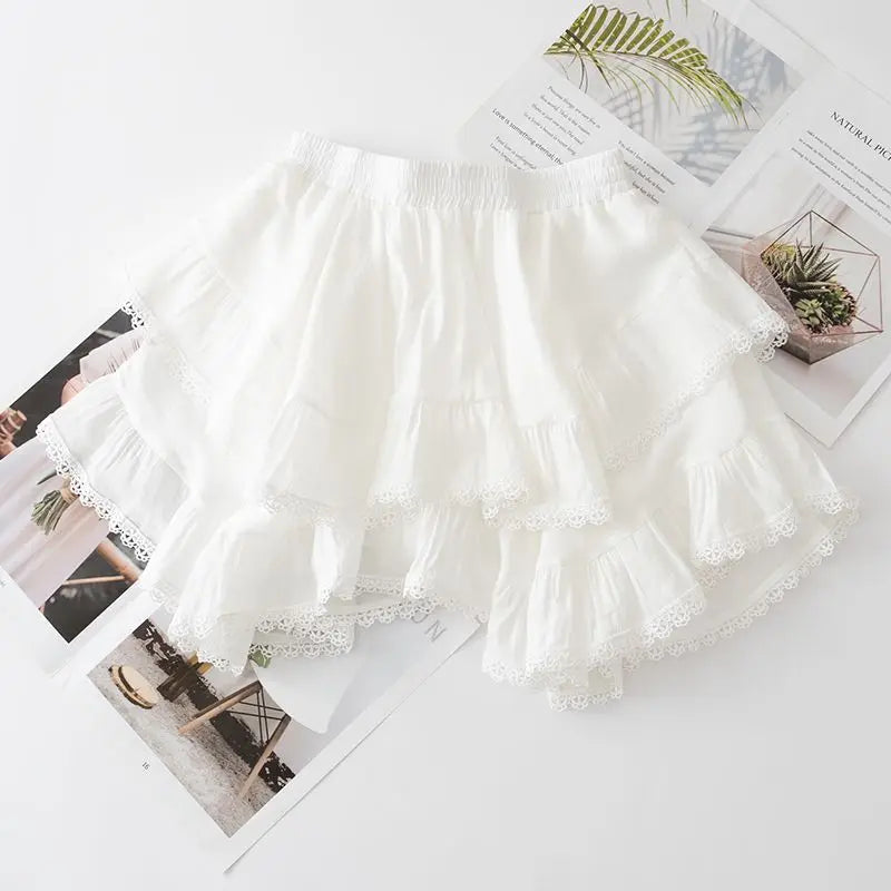 kawaiies-softtoys-plushies-kawaii-plush-Summer Irregular Ruffle Mini Skirt Apparel White 