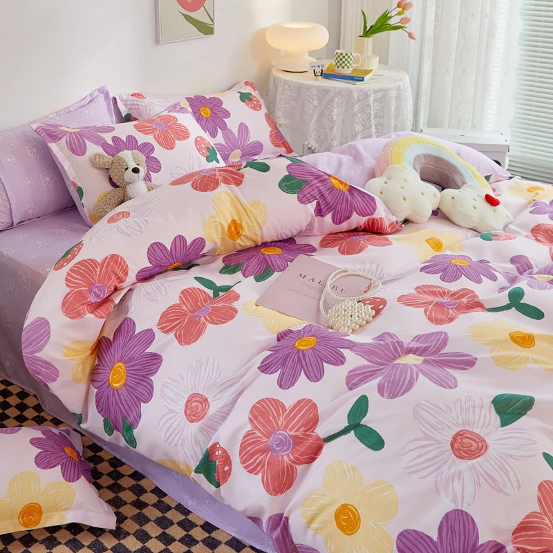 kawaiies-softtoys-plushies-kawaii-plush-Teddies and Rabbit Bedding Set Bedding Sets Purple Single 