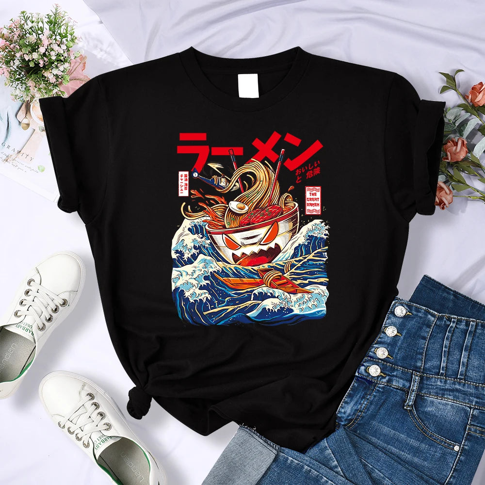 kawaiies-softtoys-plushies-kawaii-plush-The Killer Titan Tonkotsu Ramen on the Run Tee Tops Black S 