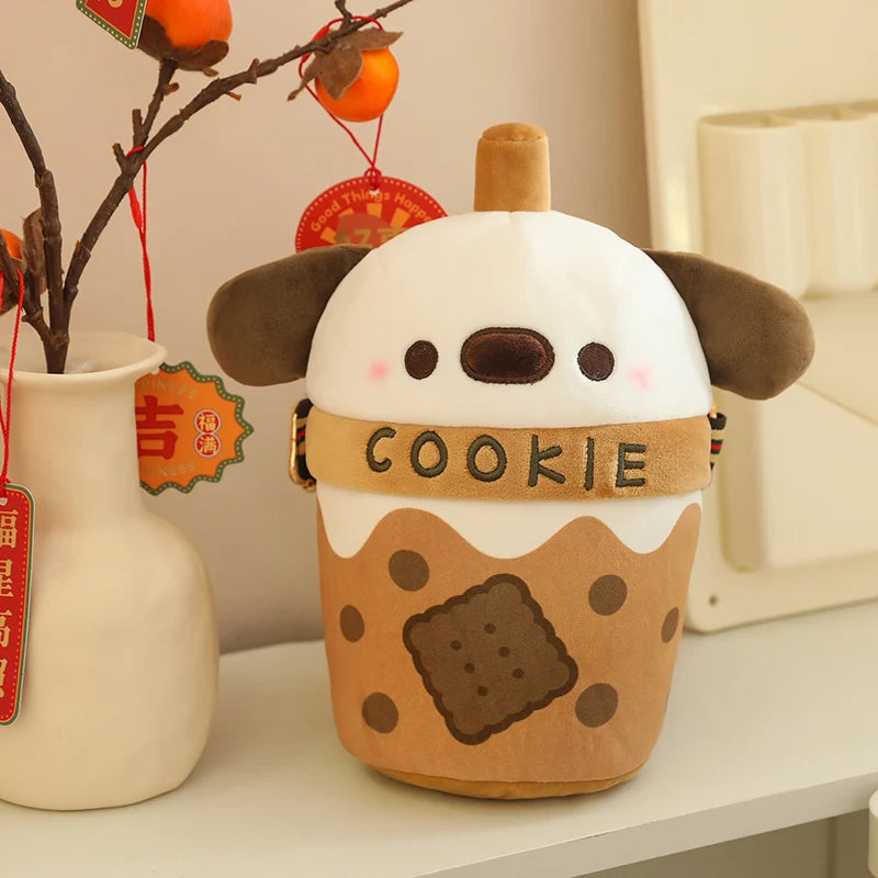 kawaiies-softtoys-plushies-kawaii-plush-White Bichon Frisé Plushie Bubble Tea Cookie Bag Soft toy 