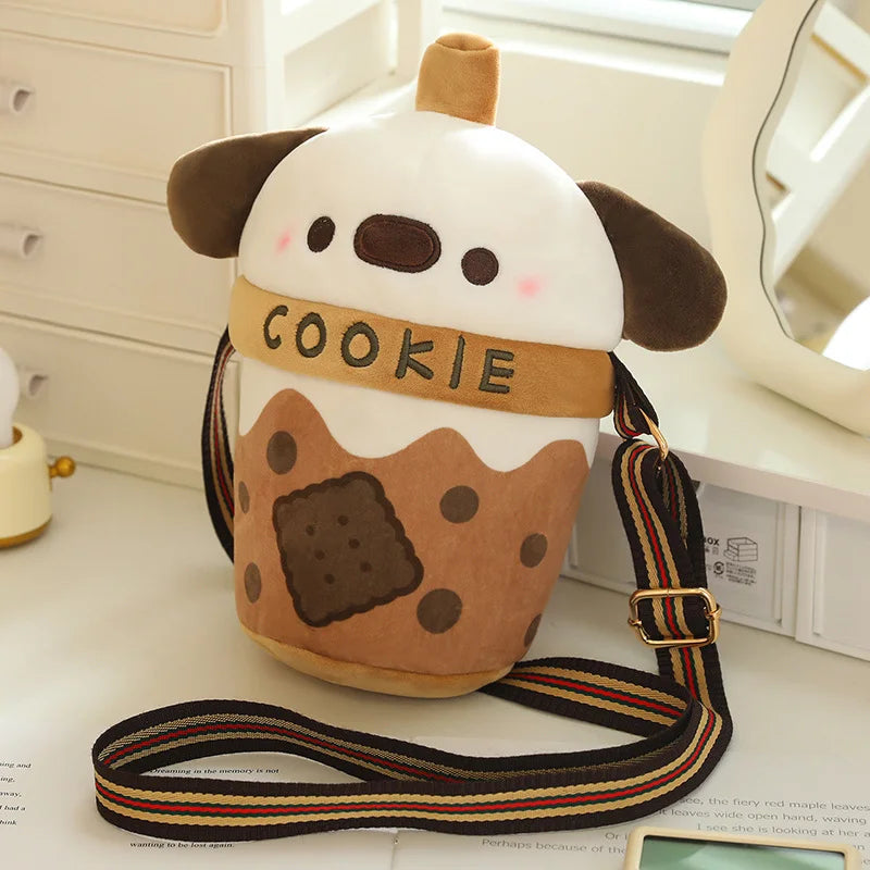 kawaiies-softtoys-plushies-kawaii-plush-White Bichon Frisé Plushie Bubble Tea Cookie Bag Soft toy 