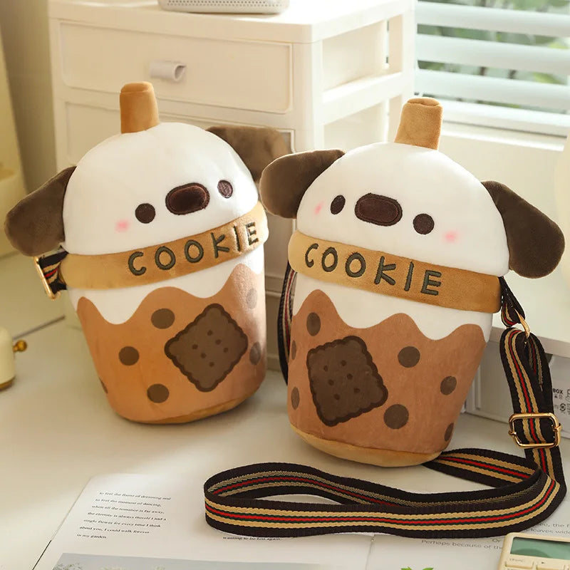 kawaiies-softtoys-plushies-kawaii-plush-White Bichon Frisé Plushie Bubble Tea Cookie Bag Soft toy 