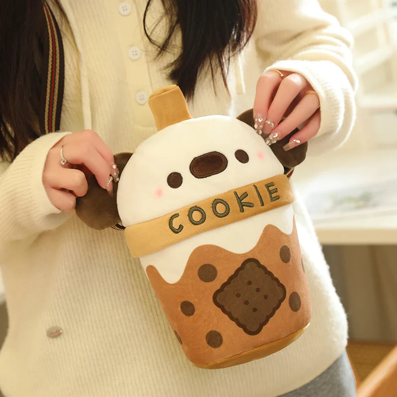 kawaiies-softtoys-plushies-kawaii-plush-White Bichon Frisé Plushie Bubble Tea Cookie Bag Soft toy 