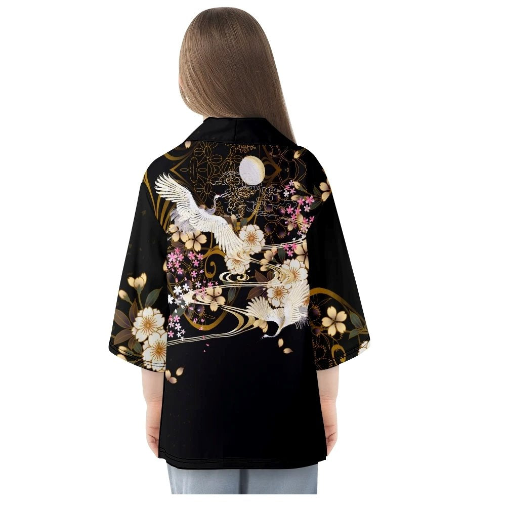 kawaiies-softtoys-plushies-kawaii-plush-White Crane Sakura Black Unisex Kimono Kimono 