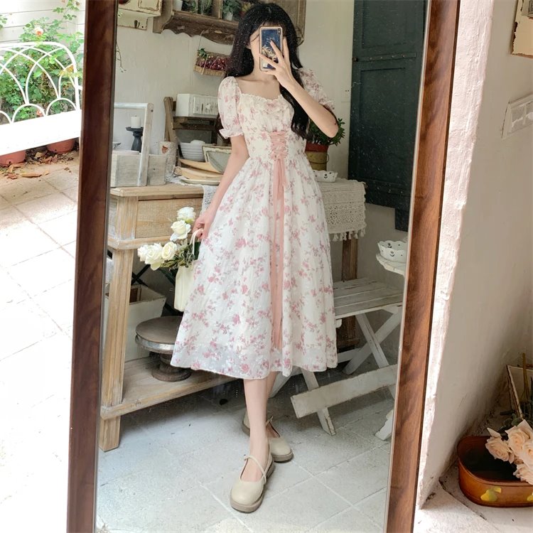 kawaiies-softtoys-plushies-kawaii-plush-White Pink Cottage Lace Milkmaid Dress Apparel 