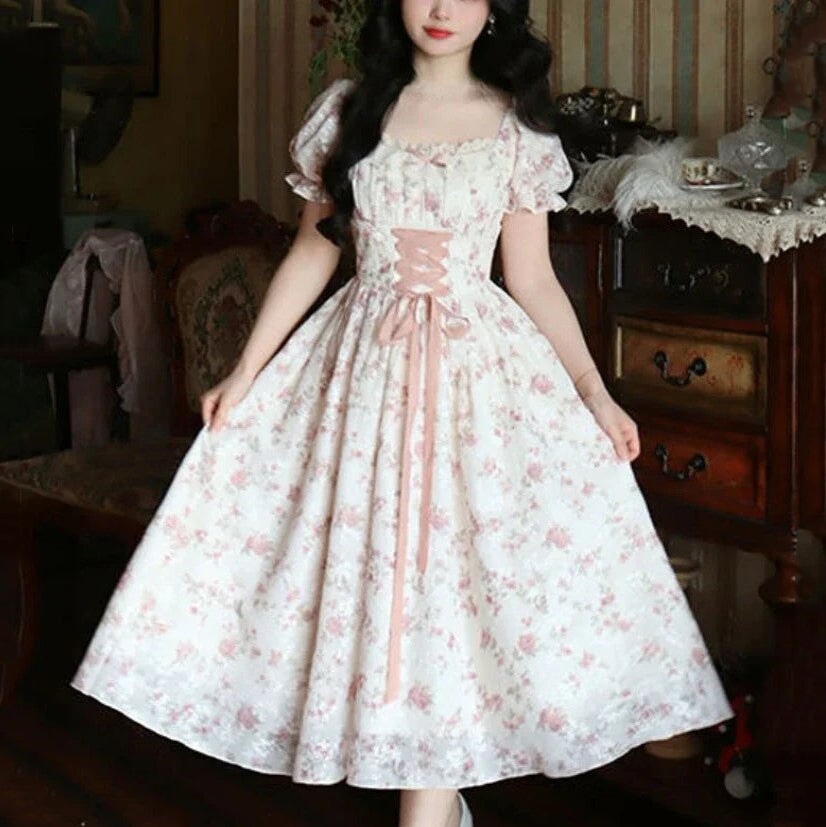 kawaiies-softtoys-plushies-kawaii-plush-White Pink Cottage Lace Milkmaid Dress Apparel S 