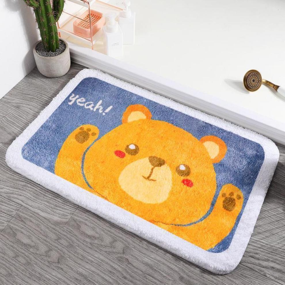 TVCMALL 40x60cm Cartoon Design Soft Non-Slip Bath Mat Home Floor Pad Water Absorbent Bathroom Carpet - Bear 17