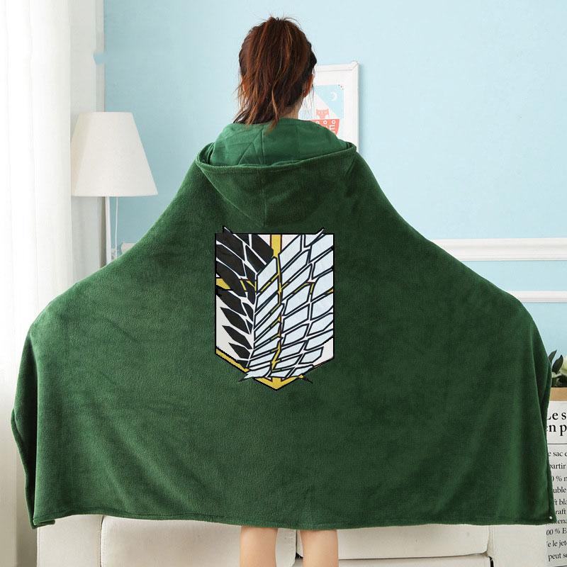 AttackonTitanEmeraldGreenHoodieBlanket