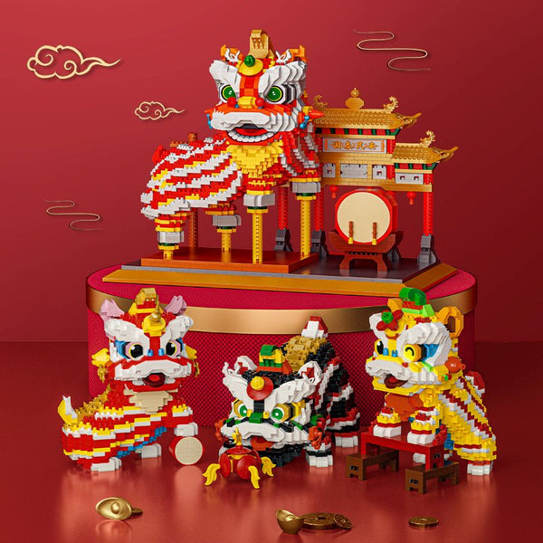 Building Block Toys, Lion Dance, Blocs De Danse De Lion De Style Chinois,  Jouet De Danse De Lion De Style Chinois - Temu France