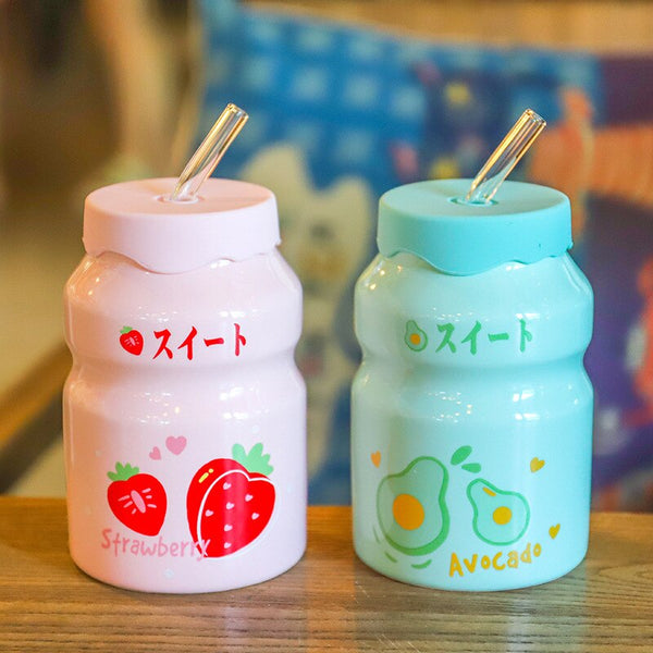 Kawaii Strawberry Milk Mug with Spoon – Kawaiies