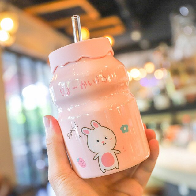 Mini Cute Water bottles Cartoon milk cup Unique milk cup Mini cute water  bottle Milk box shape cup