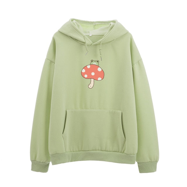 Cute Frog Mushroom Part Cotton Hoodie Kawaiies