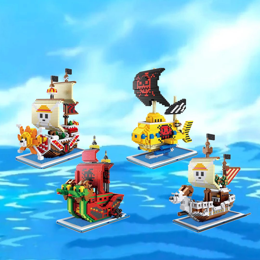 HI-REEKE Pirate Ship Micro Mini Building Block Set 1 Piece Anime Thousand  Sunny in a Bottle Toy 