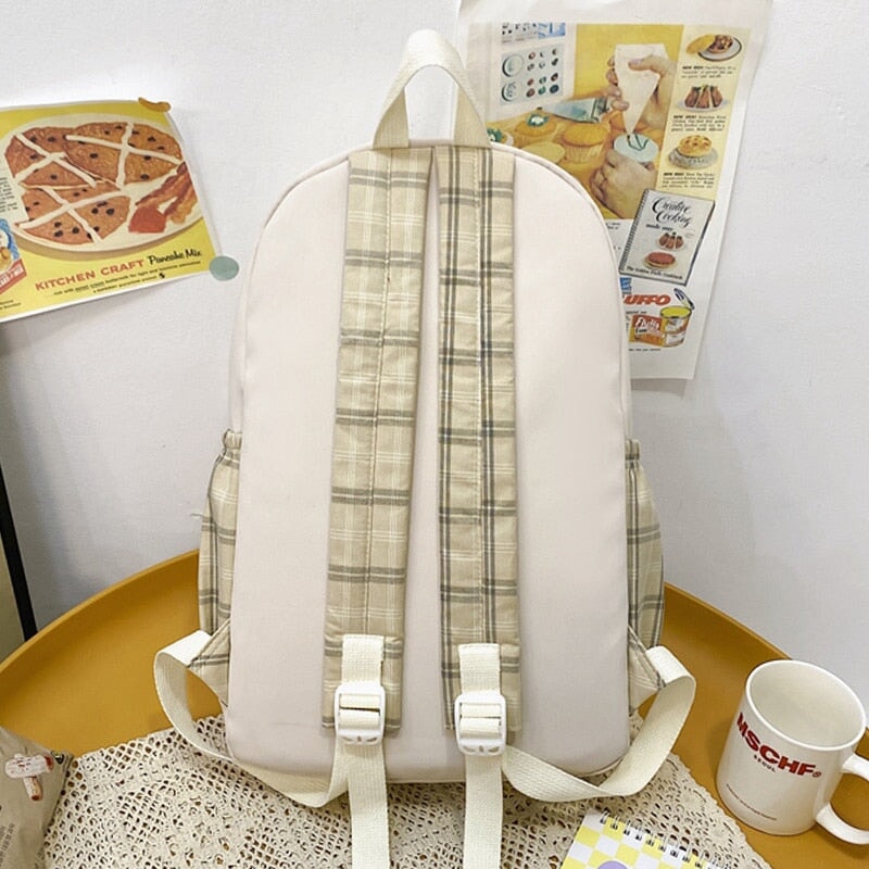 Cute Plaid Two-Tone Pastel Backpack - Kawaiies - Adorable - Cute - Plushies - Plush - Kawaii