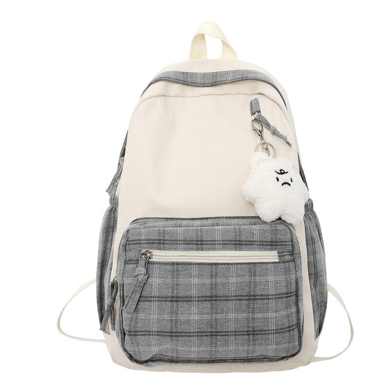 Cute Plaid Two-Tone Pastel Backpack - Kawaiies - Adorable - Cute - Plushies - Plush - Kawaii