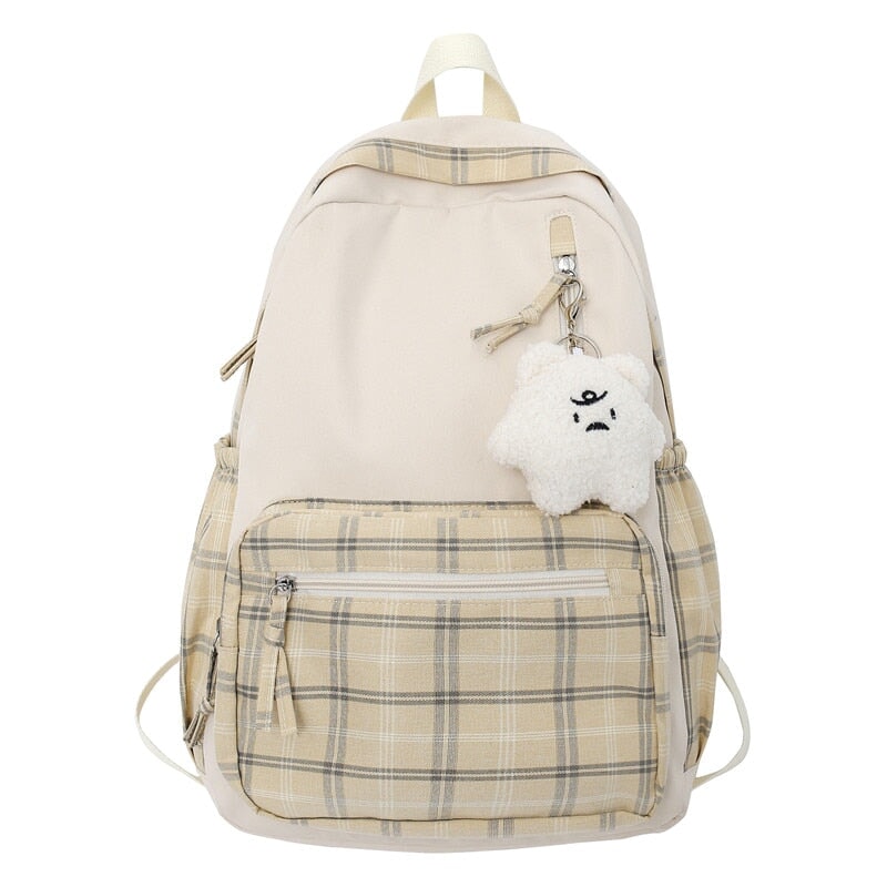 Cute Plaid Two-Tone Pastel Backpack - Kawaiies - Adorable - Cute - Plushies - Plush - Kawaii