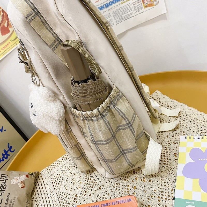 Cute Plaid Two-Tone Pastel Backpack - Kawaiies - Adorable - Cute - Plushies - Plush - Kawaii