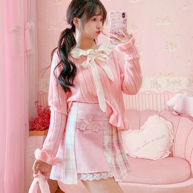 Pleated Skirt Women Pink White Black Summer Mini Skirt Plus Size Fashion  Clothes Cute Sweet (Color : Pink, Size : Medium)