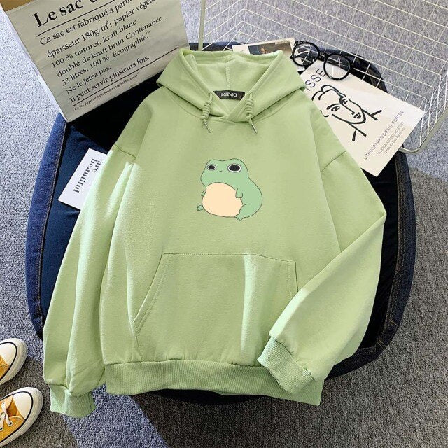 Dizzy Frog Part Cotton Hoodie Kawaiies