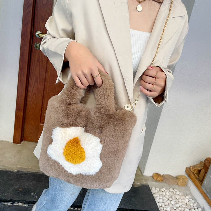 small Egg leather tote bag, Puppets and Puppets