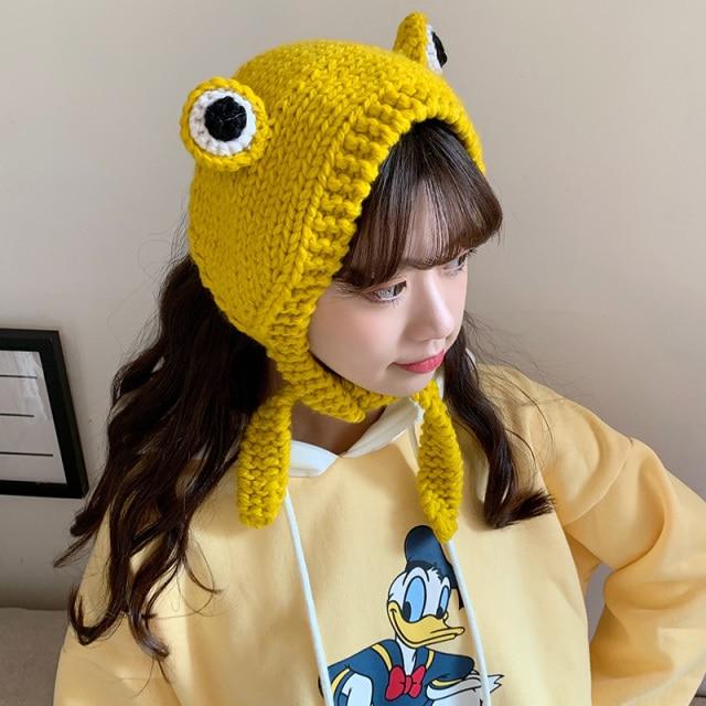 Frog Pom Pom Knit Beanie Hat – Kawaiies